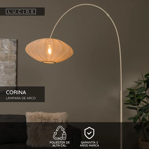 Lucide CORINA - Lámpara de arco - 1xE27 - Beige - USP